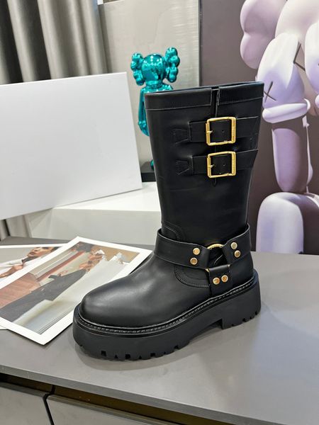 

designer boots fashion classic luxury women's slip on with pouch matte patent leather upside down buckle 0728, Black