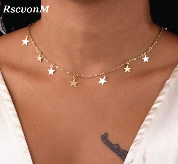 

natural alloy gold color star pendant necklace choker necklace6734252, Silver