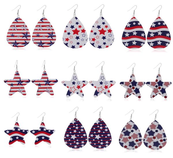 

flag earrings drops shaped leaves shaped stars striped leather usa german earrings women party creative leather earrings jewelry9606451, Silver