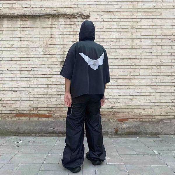 

men's t-shirts designer kanyes classic wests t shirt three party joint peace dove printed washing water short sleeves high street mens, White;black