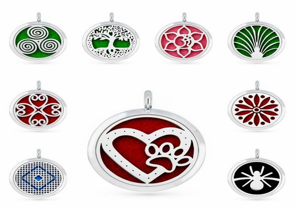 

heart paw 30mm essential oil aromatherapy perfume necklace pendant diffuser locket pendant fit for necklace women jewelry 5pcs pad9977644, Silver