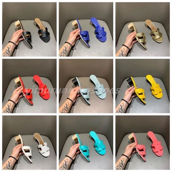 

spring and summer new brand high heel sandals and slippers h large letter cowhide internal size: 35-42 with box l1, Black