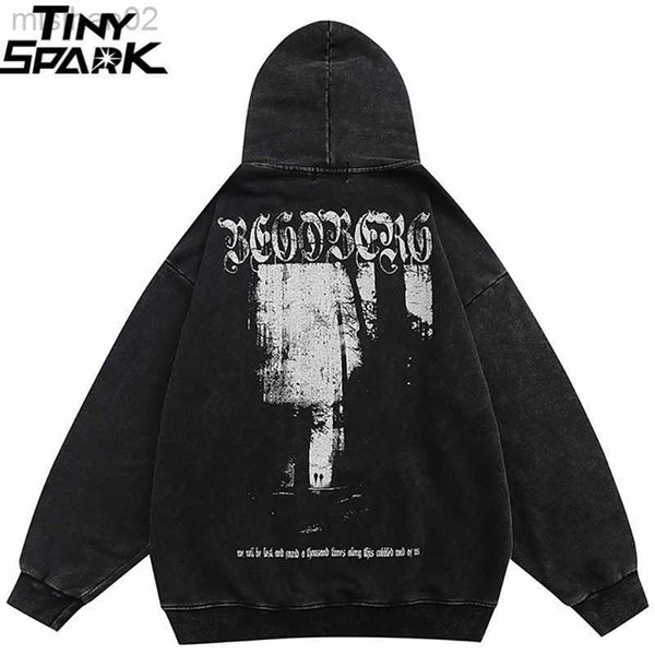 

men's hoodies sweatshirts 2023 washed hoodie sweatshirt men streetwear retro vintage graphic hooded pullover cotton harajuku hoodie swe, Black