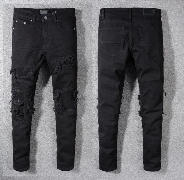 

designer luxury mens jeans brand washed design black slimleg denim pants lightweight stretch skinny motorcycle biker jean trouser2502540, Blue