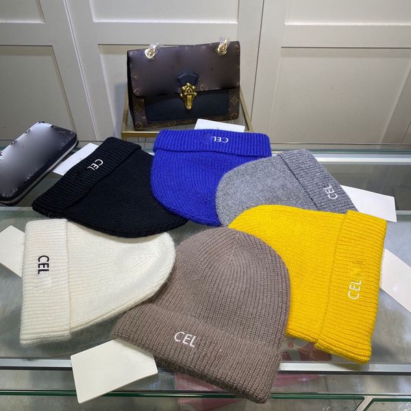 

women's candy color autumn and winter thermal insulation designer beanie couple outdoor vacation travel sports letter embroidery 6 colo, Blue;gray