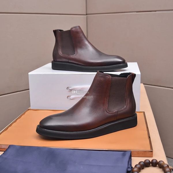 

brand genuine leather ankle boots men fashionable martens boots famous party wedding dress shoes casual martin motorcycle boot size 38-45, Black