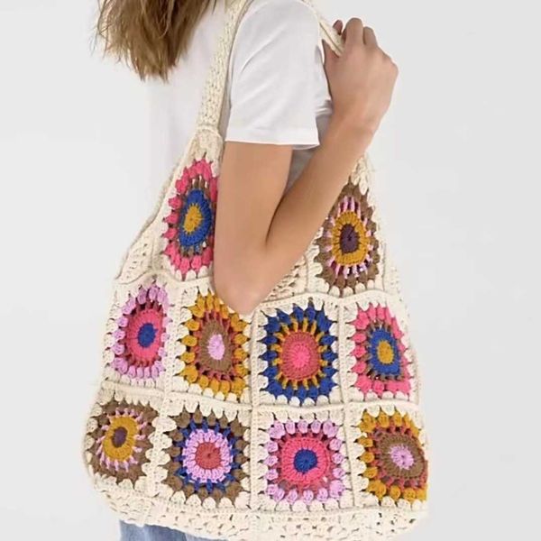 

new summer fashion crocheted tote bag knitted underarm shoulder bag women 230731