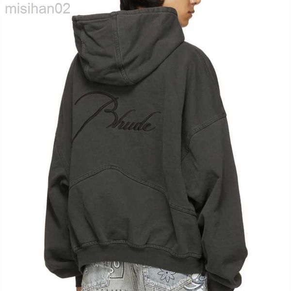 

men's hoodies sweatshirts rhude hoodie capsule zipper letter embroidery high street sports men's and women's hoodie jacket s-, Black