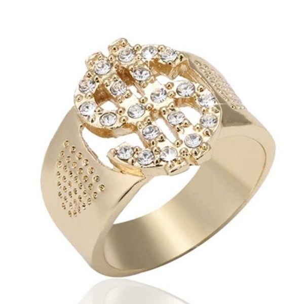 

rhinestone dollar sign ring for men personality retro punk rock men's wedding party ring jewelry accessories ujdt, Silver