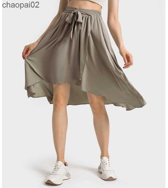 

lu-98 pleated horse face skirt fashionable outside drawstring split dress anti glare breathable quick dry sports summer shorts, Black