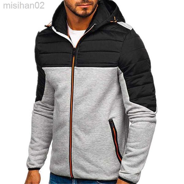 

men's hoodies sweatshirts springautumn casual longsleeve zip up hoodie men sweatshirt patchwork hooded streetwear hoody cardigan hkd230, Black