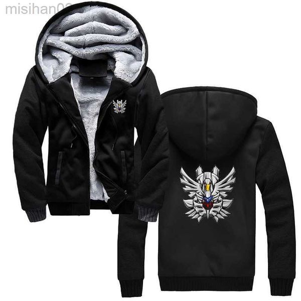 

men's hoodies sweatshirts cygnus saint seiya anime hoodie vintage men's winter thick warm sweatshirts oversized hooded jackets har, Black