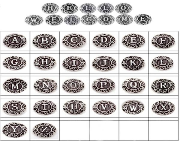 

whole 26pcs lots initial az alphabet letter metal alloy 18mm ginger snap buttons for snap chunk charm button bracelet diy sna1741613, Golden;silver