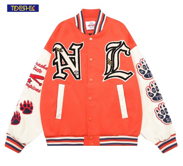 

mens jackets japanese style oversized autumn baseball jacket coat men women letter embroidery varsity hip hop harajuku college 230729, Black;brown