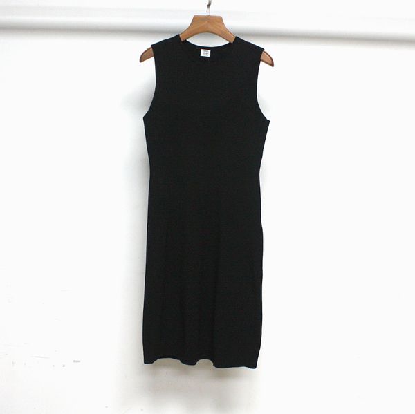 

new t-oteme slim fit sleeveless knitted skirt commuter versatile viscous medium length slim fit dress, Black;gray