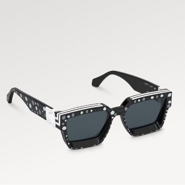 

explosion men's sunglasses square shape z1904e 1.1 millionaires painted dots sea beach trunks bar acetate black gray lenses silver hard, White;black