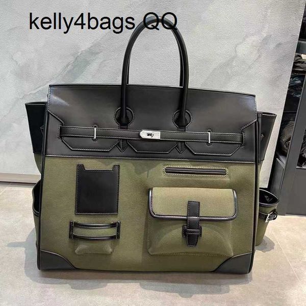 

outdoor bags cargo birkins h ermess canvas montage leather 7a quality handbag hong kong genuine leather 2023 mens and womens high capacity a