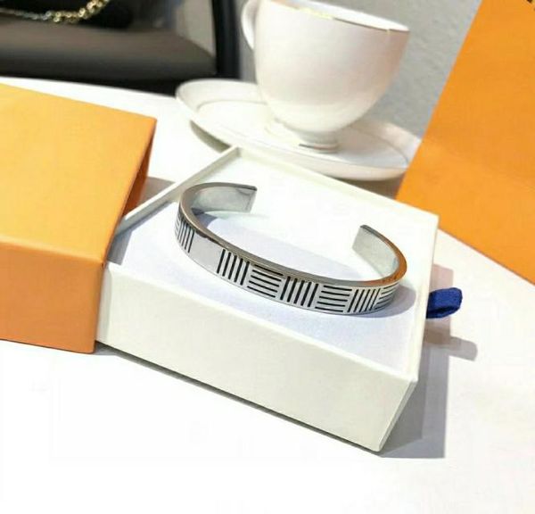 

bracelet opening adjustable size titanium steel bracelet plating letter bracelet fashion jewelry supply2441821, Black