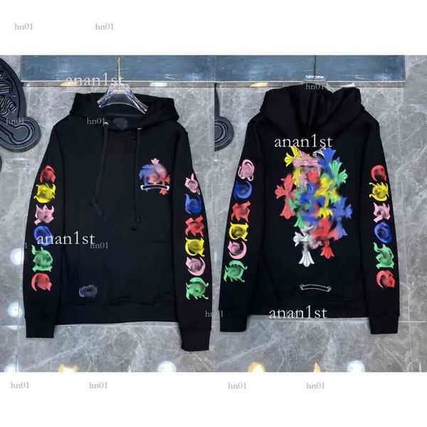 

3a classic mens zipper ch hoodies designer horseshoe sanskrit cross print pullover heart hoody sweatshirts sweater woman jackts fate, Black