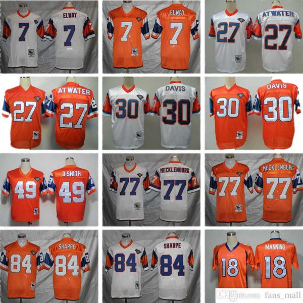 

ncaa vintage mitchell and ness football 18 peyton manning jerseys retro steve atwater shannon sharpe john elway terrell davis dennis smith k, Black;red