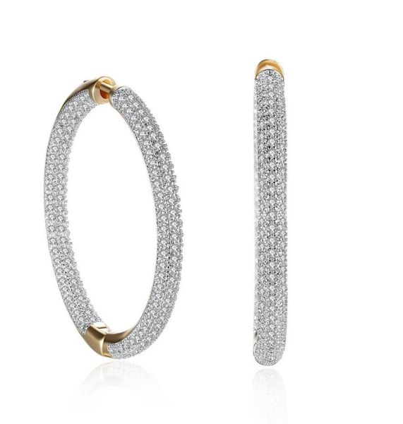 

sumptuous elegant earrings champagne gold circle shape mosaic zircon hoophuggie earring accessories romantic valentine039s day2573577, Golden;silver