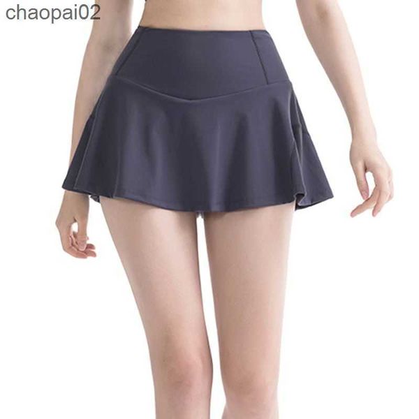 

yoga outfit lulu women's yoga lined sports short skirt professional badminton tennis golf casual skirt loose breathable with lululemens, Black