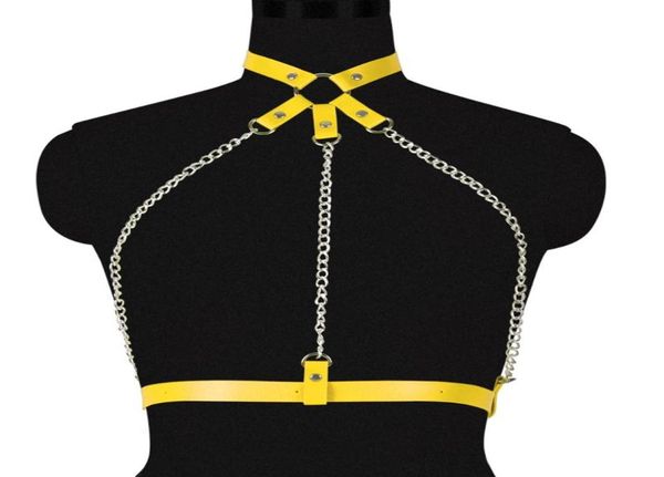 

bustiers corsets gothic necklace lingerie punk leather harajuku chains body harness belts suspenders for women5545091, Black;white