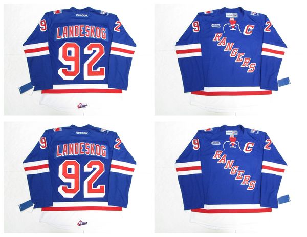 

ohl kitchener rangers hockey jersey gabriel landeskog blue size s-4xl, Black;red