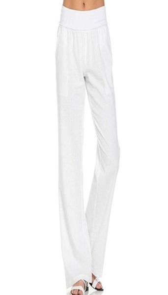 

women039s pants capris spring oversized wide leg women vintage linen palazzo fashion long trousers casual elastic waist solid1417803, Black;white