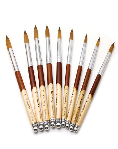 

good quality kolinsky acrylic nail art brush uv gel polish carving liquid powder hair drawing pen wood handle4619092, Yellow