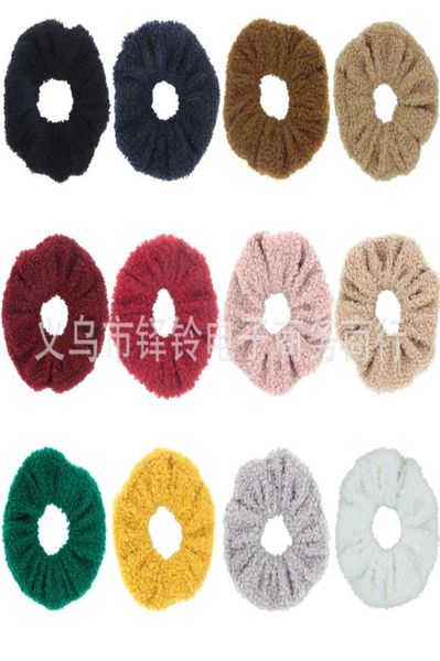

12 color women girls teddy cashmere elastic ring hair ties accessories ponytail holder hairbands rubber band scrunchies2714408, Slivery;white