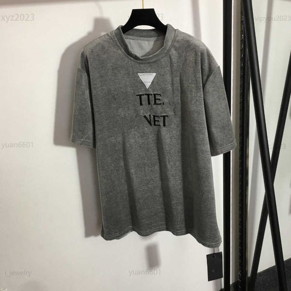 

women designer t-shirt embroidered letter tees size s-l summer short sleeve velvet girl t shirt july25, White
