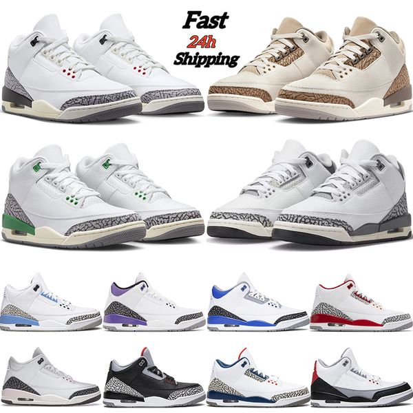 

3s men basketball shoes outdoor 3 dark iris lucky green neapolitan black white cement unc cardinal red mens outdoor sports sneakers size 7-1