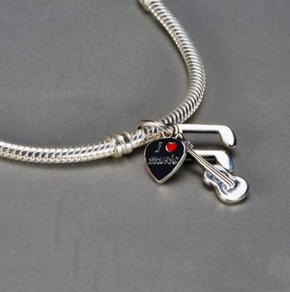 

music note charms beads s925 sterling silver fits for bracelets lw5678655218, Bronze;silver