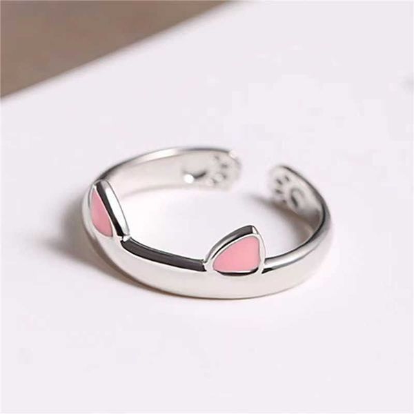 

pink cute cat claw ring ladies opening adjustable jewelry ring ladies party birthday wedding ring wholesale ivc6, Silver