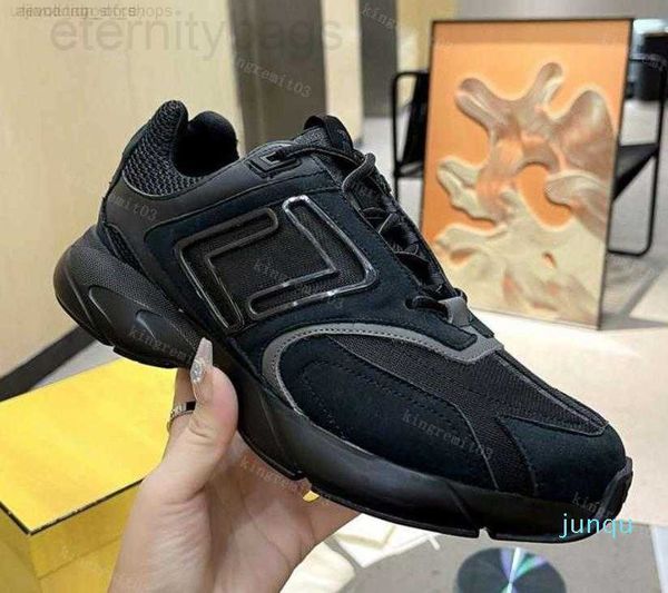 

ff fend shoes faster casual designer niubage sneakers leather technical fabric lace up platform shoes low- corrugated runner soles black whi