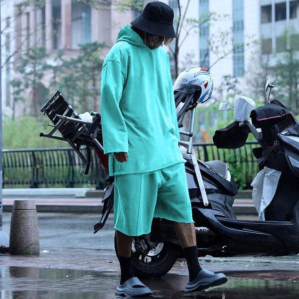 

mens tracksuits summer loose oversized trend oversize style fashion casual solid color high end personalized set 230731, Gray