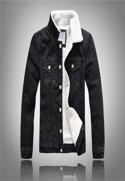 

men denim jackets thicken fleece winter jacket male cotton coats fur collar casual jeans clothes plus size 6xl9823443, Black;brown