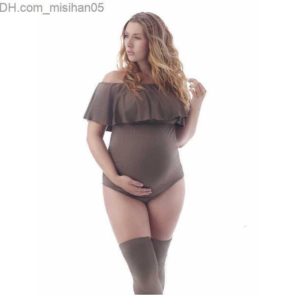 

maternity intimates summer floral print elastic pregnant women's ps shooting skin-tight garment neck ruffles pregnant women's ps j, White