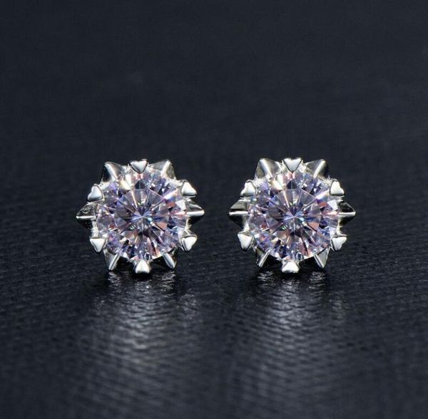 

sterling silver s925 2ct moissanite diamond earring women wedding engagement earrings excellent cut brilliant hip hop brithday gif8484484, Golden;silver