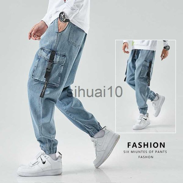 

men's jeans men joggers cargo denim pants baggy harem japanese streetwear styke male ankle harajuku casual hip hop jeans trousers men j, Blue