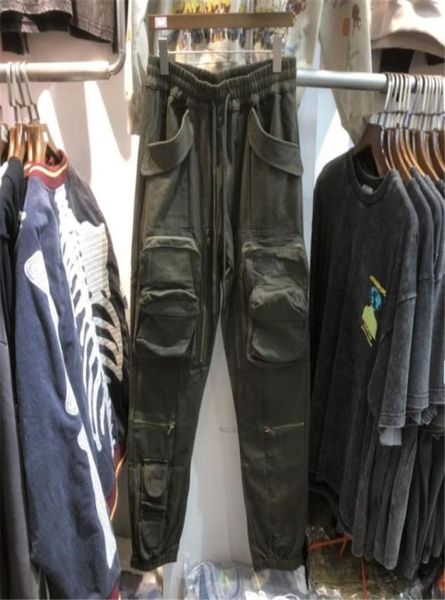 

autumn winter street pants multi pocket zipper men women2581038, Black