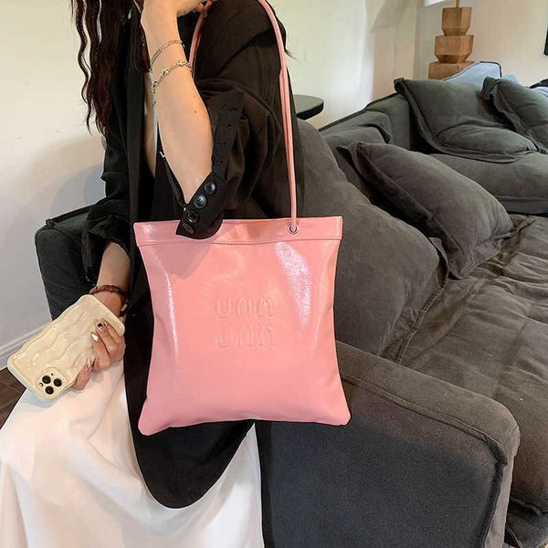 

designer bags large capacity fashion popular shoulder bag simple women's bag commuter solid color bucket bag miu tote bag jwju