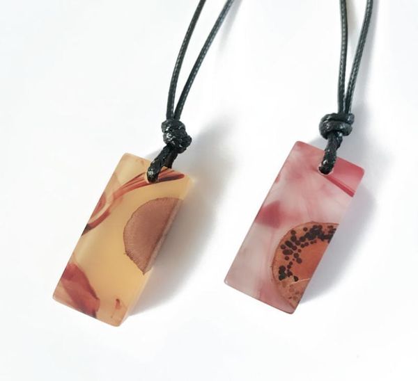 

new rectangle resin and wood mixed pendant sweet cute necklace whoel bohemia styles fruit jewelry for women9554267, Silver