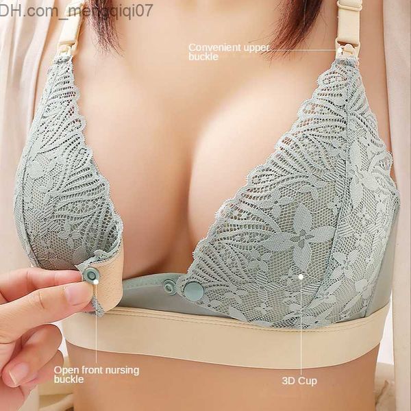 

maternity intimates silk screen maternity care bra cotton lace breast feeding bra closed and open feeding before bra women's sleep unde, White