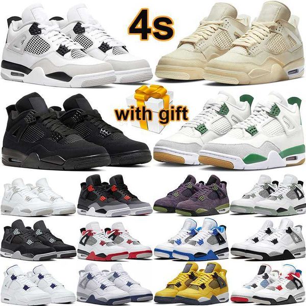 

4s military black cat men women basketball shoes 4 retro bred white oreo blank canvas red thunder jumpman 4 lightning mens trainer sports sn