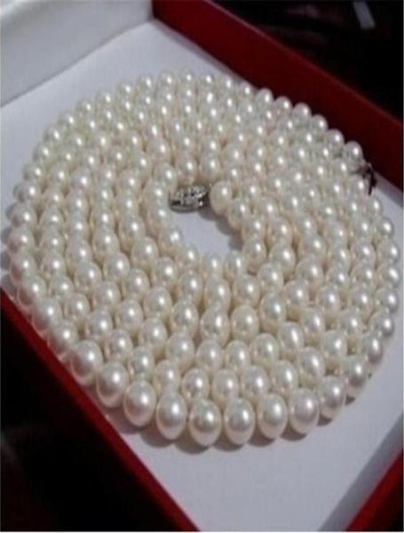

25 long new 78mm white akoya cultured pearl necklace225d018779407, Silver