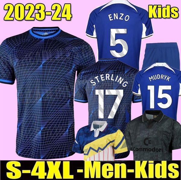 

3xl 4xl cfc enzo 23 24 soccer jerseys kit mudryk 22 23 pulisic football shirt sterling nkunku fofana men kids kits uniforms, Black;yellow