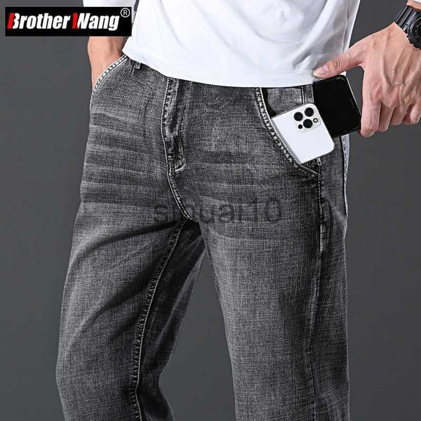 

men's jeans anti-theft zipper pocket design jeans men dark grey regular fit stretch denim pants fashion casual slim trousers men brand, Blue