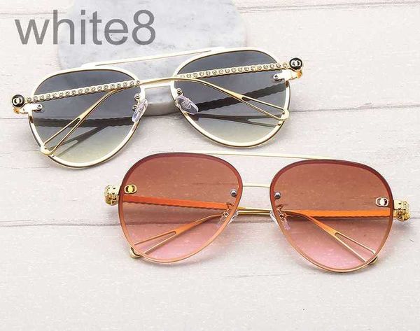 

sunglasses designer new luxury home diamond metal double beam frame mirrors women's versatile glasses j0ek, White;black